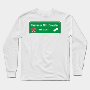 Cheyenne Mountain Complex Highway Exit Sign Long Sleeve T-Shirt